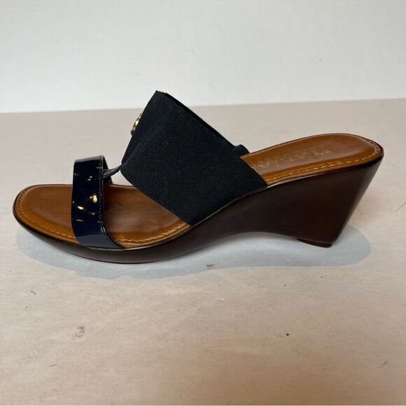 Italian Shoemakers Heeled Wedge Sandals Navy Blue Size 9 - Picture 3 of 10